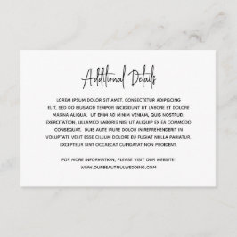 Minimalistisk svart och vit modern bröllopsinbjuda tilläggskort