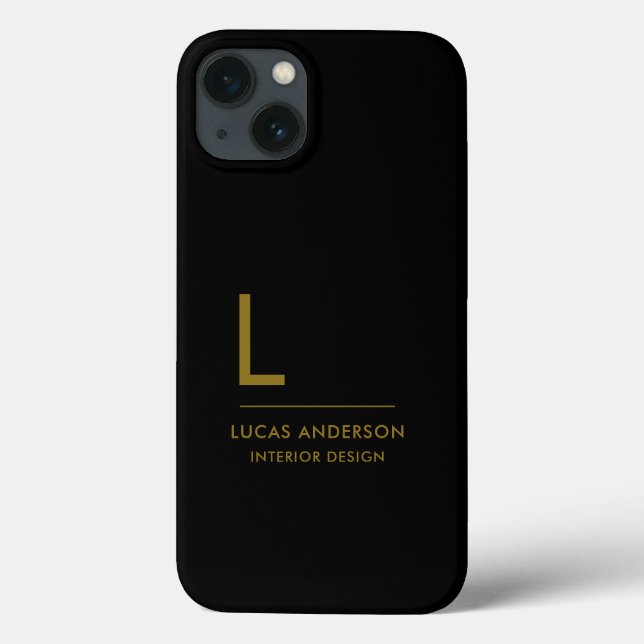 Minimalistisk svart och vit modern Monogram Fodral (Baksida)