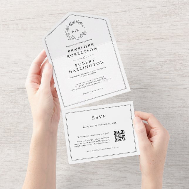 Minimalistisk svart och vit modern QR-kod Bröllop (Tearaway)