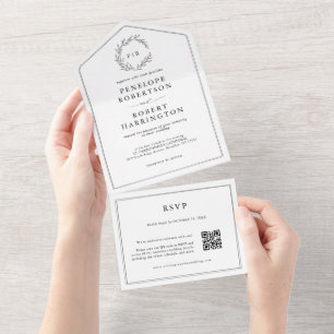 Minimalistisk svart och vit modern QR-kod Bröllop