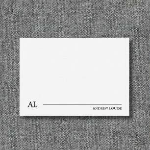 Minimalistisk svart och vit monogram-linje för för anteckningskort