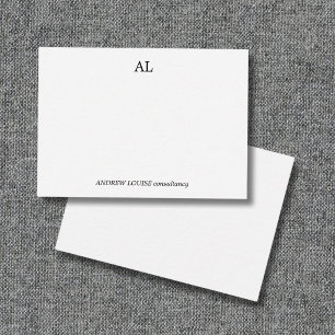 Minimalistisk svart och vit monogram-verksamhet anteckningskort