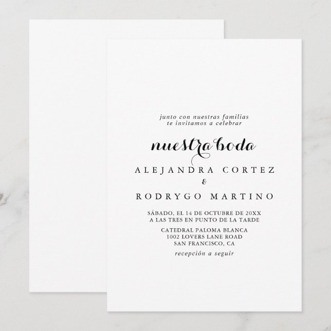 Minimalistisk svart och vit nuestra Boda Bröllop Inbjudningar (Fram/baksida)