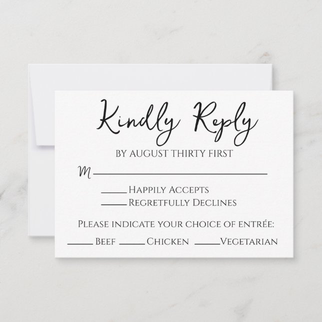 Minimalistisk svart och vit OSA kort, handskriven Inbjudningar (Framsida)