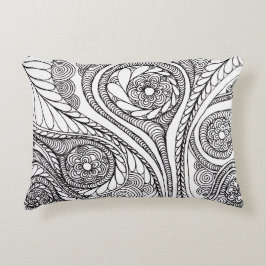 Minimalistisk svart och vit paisley lumbalpåtröja prydnadskudde