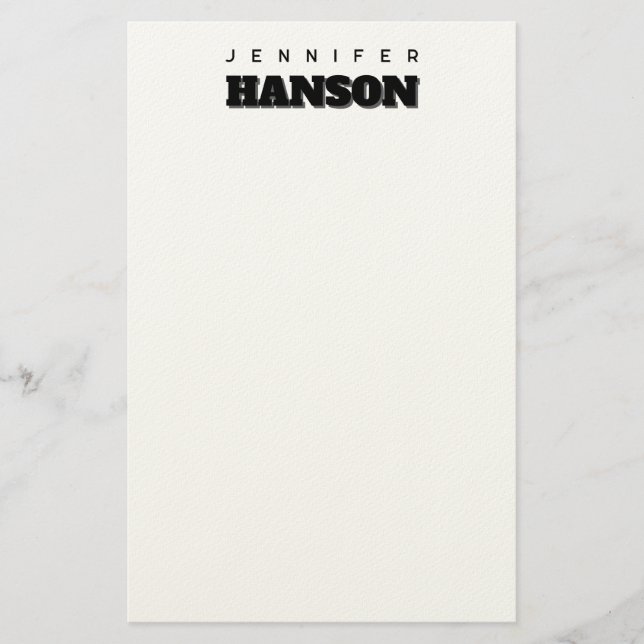 Minimalistisk svart och vit Professionell Modern N Brevpapper (Framsida)