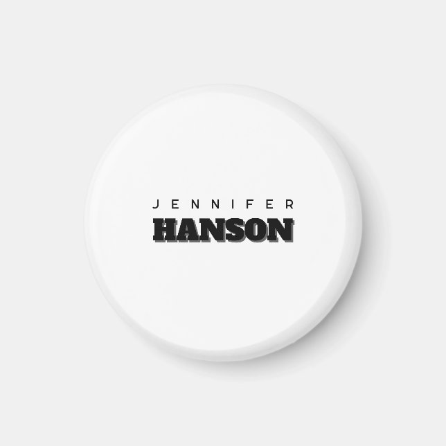 Minimalistisk svart och vit Professionell Modern N Magnet (Framsidan)