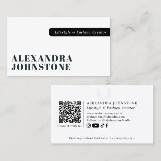 Minimalistisk svart och vit professionell QR-kod Visitkort