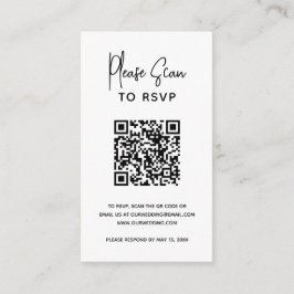 Minimalistisk svart och vit QR-kod Modern Bröllop Tilläggskort