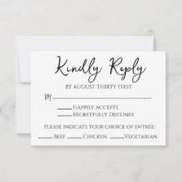 Minimalistisk svart och vit RSVP-kort handskriven Inbjudningar