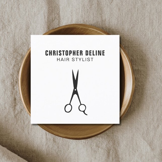 Minimalistisk svart och vit saxhårslista fyrkantigt visitkort (Skapare uppladdad)