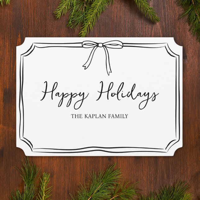 Minimalistisk svart och vit slinga Snygga God Jul Kort (Send season’s greetings with this chic, customizable holiday card—perfect for the modern family.)