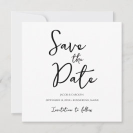 Minimalistisk svart och vit Spara datum Inbjudningar