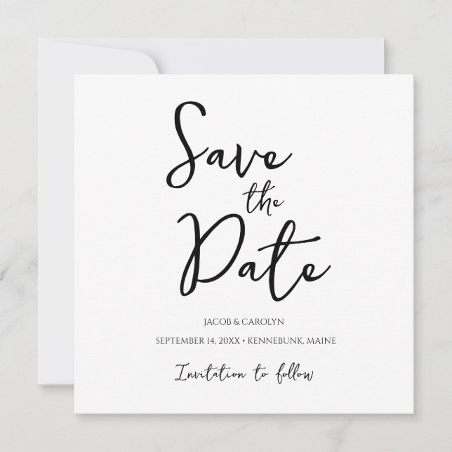 Minimalistisk svart och vit Spara datum Inbjudningar (Framsida)