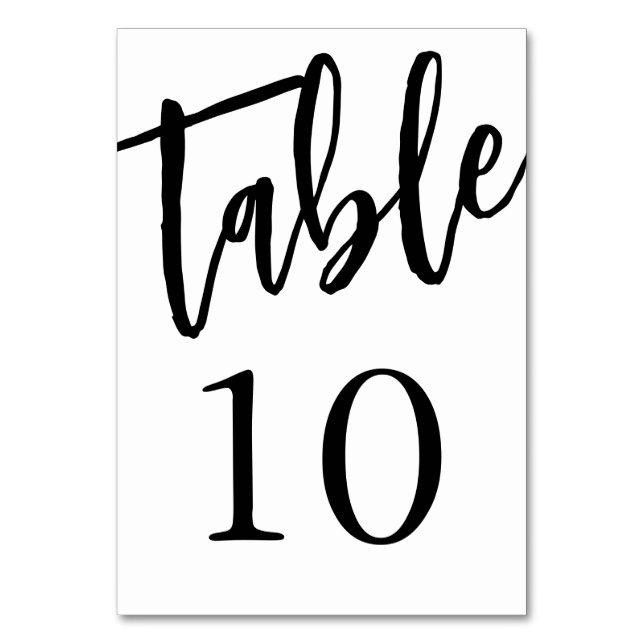 Minimalistisk svart och vit tabell 10 Bordskort  (Framsidan)