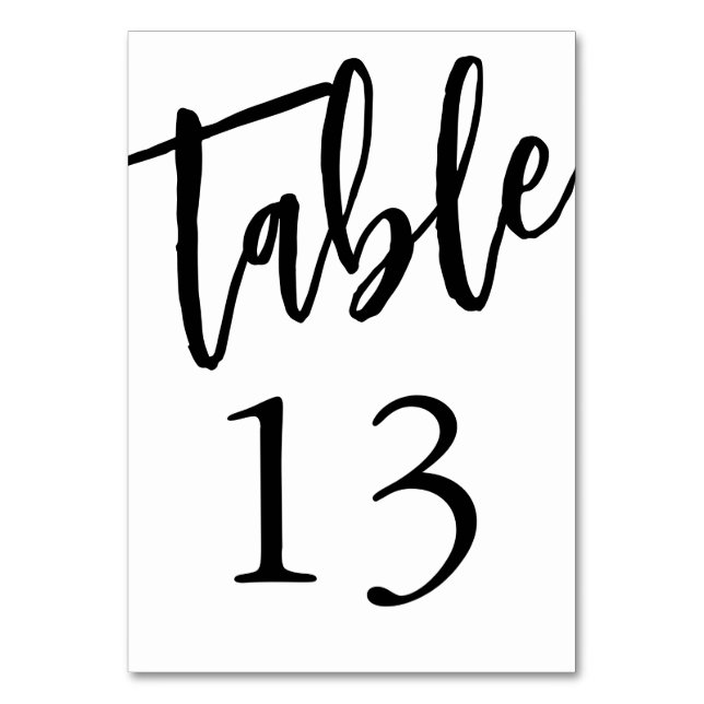 Minimalistisk svart och vit tabell 13 Bordskort  (Framsidan)