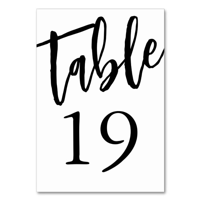 Minimalistisk svart och vit tabell 19 Bordskort  (Framsidan)