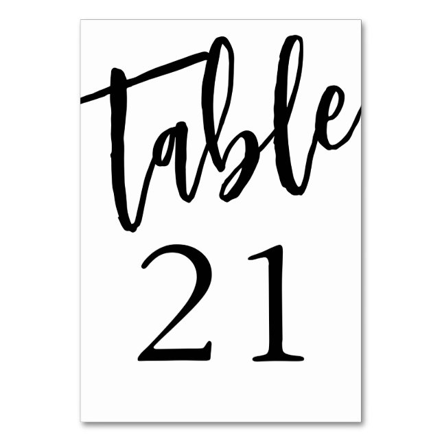 Minimalistisk svart och vit tabell 21 Bordskort  (Framsidan)