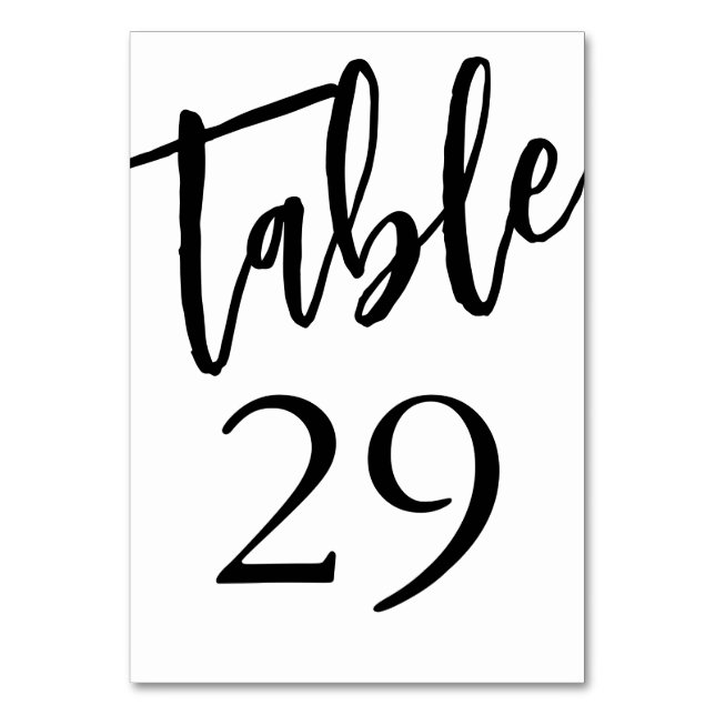 Minimalistisk svart och vit tabell 29 Bordskort  (Framsidan)