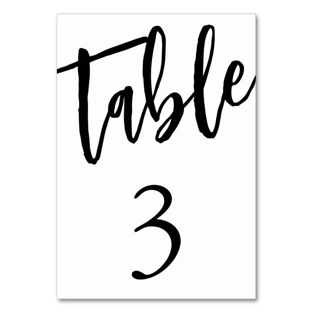 Minimalistisk svart och vit tabell 3 Bordskort  (Framsidan)
