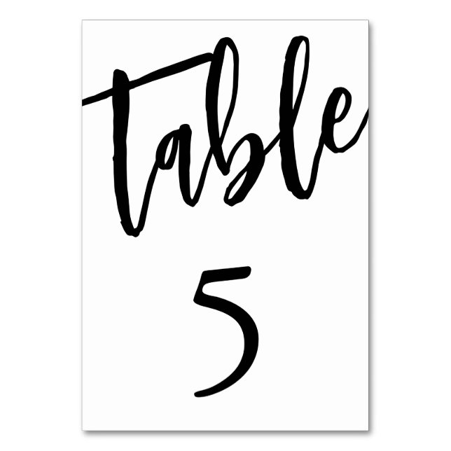 Minimalistisk svart och vit tabell 5 Bordskort  (Framsidan)