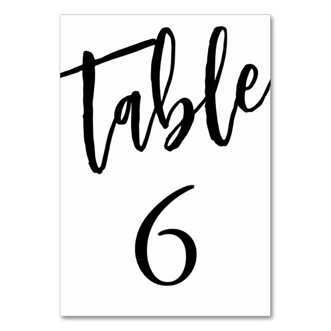 Minimalistisk svart och vit tabell 6 bordsnummer  (Framsidan)