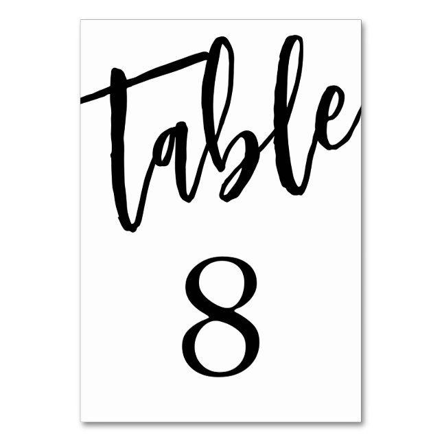 Minimalistisk svart och vit tabell 8 Bordskort  (Framsidan)