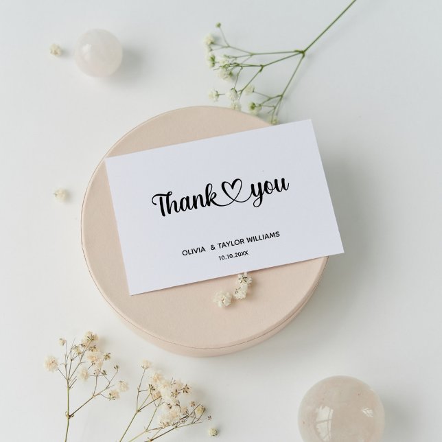 Minimalistisk Svart Och Vit Tack Hjärtat Vykort (Skapare uppladdad)