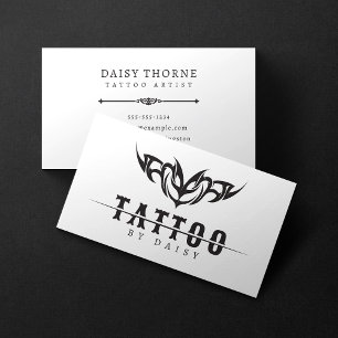 Minimalistisk svart och vit tatueringsstudio visitkort