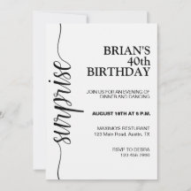 Minimalistisk svart och vit Vuxen födelsedag