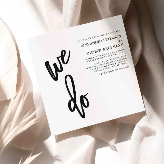 Minimalistisk svart- och vittypografi Bröllop Inbjudningar (An elegant and modern wedding invitation)