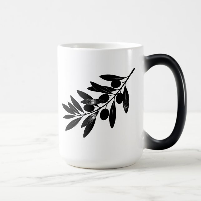 Minimalistisk svart olivkvist kaffemugg (Höger)