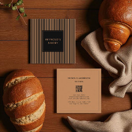 Minimalistisk, svart, Rand QR-kodbageri Fyrkantigt Visitkort