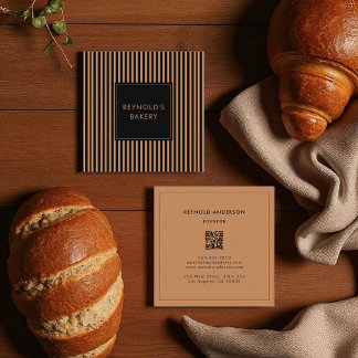 Minimalistisk, svart, Rand QR-kodbageri Fyrkantigt Visitkort