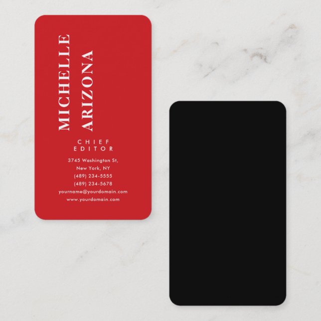 Minimalistisk svart röd & vit professionell modern visitkort (Fram/baksida)