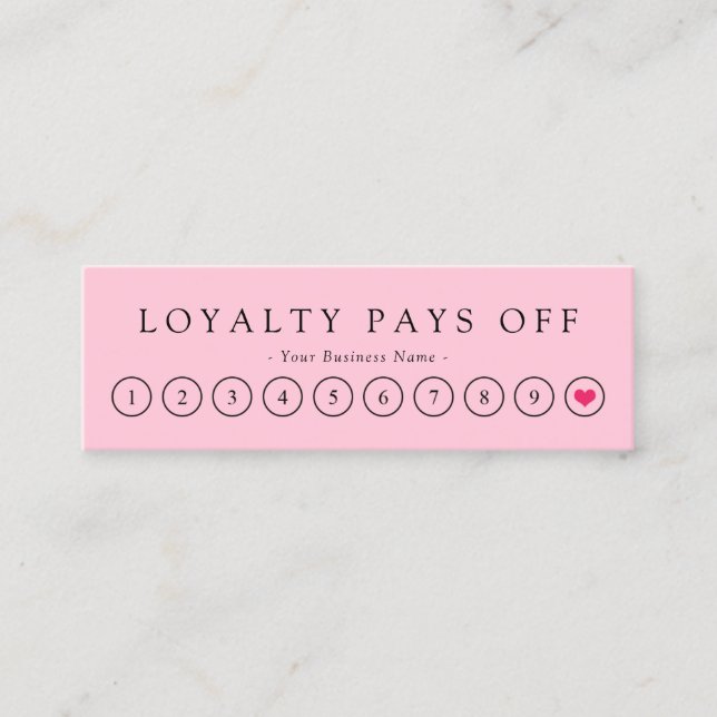 Minimalistisk Svart Rosa Loyalty Slår Lojalitetskort (Framsida)