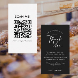 Minimalistisk svart script Lämna en recension QR-k Visitkort