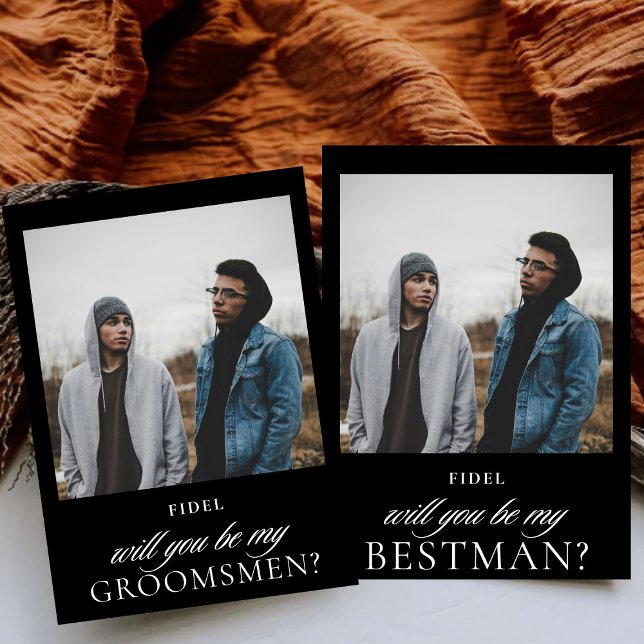 Minimalistisk svart skriptfoto-Marskalkar Frieri Inbjudningar (Skapare uppladdad)