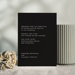 Minimalistisk svart skrivmaskin Typography Bröllop Inbjudningar
