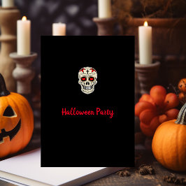 Minimalistisk svart sockerskalle Halloweenfest Inbjudningar