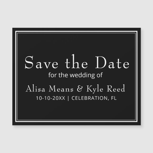 Minimalistisk svart Spara datum magneter (Framsida)