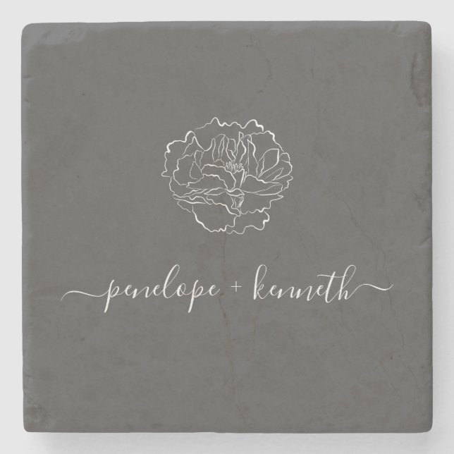 Minimalistisk svart, svart, vit Personlig Stenunderlägg (Framsidan)