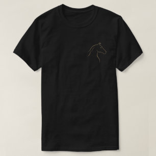 Minimalistisk svart T-shirt med guldfärg häst