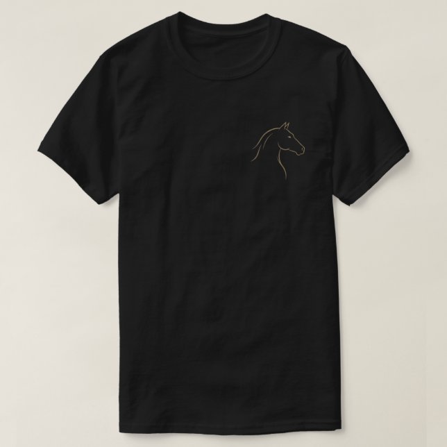 Minimalistisk svart T-shirt med guldfärg häst (Design framsida)