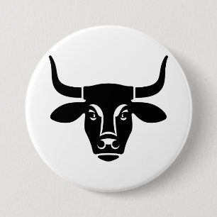 Minimalistisk svart tjurhuvud Ox Silhuett Knapp