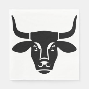 Minimalistisk svart tjurhuvud Ox Silhuett Pappersservett