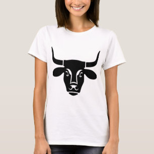 Minimalistisk svart tjurhuvud Ox Silhuett T Shirt