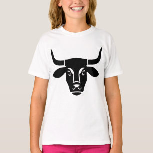 Minimalistisk svart tjurhuvud Ox Silhuett T Shirt