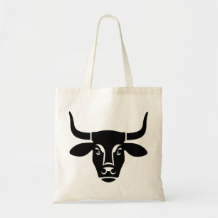 Minimalistisk svart tjurhuvud Ox Silhuett Tygkasse