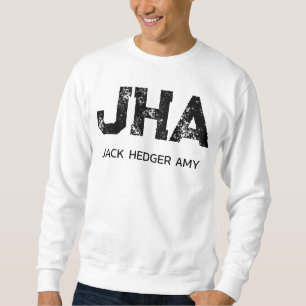MINIMALISTISK SVART TREDUBBEL BOKSTAV MONOGRAM NAM LÅNG ÄRMAD TRÖJA